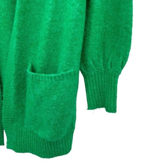 Next Cardigan Sweater Solid Grass Green Open Front Pockets | Size 15 Year XS/S - Picture 8 of 9